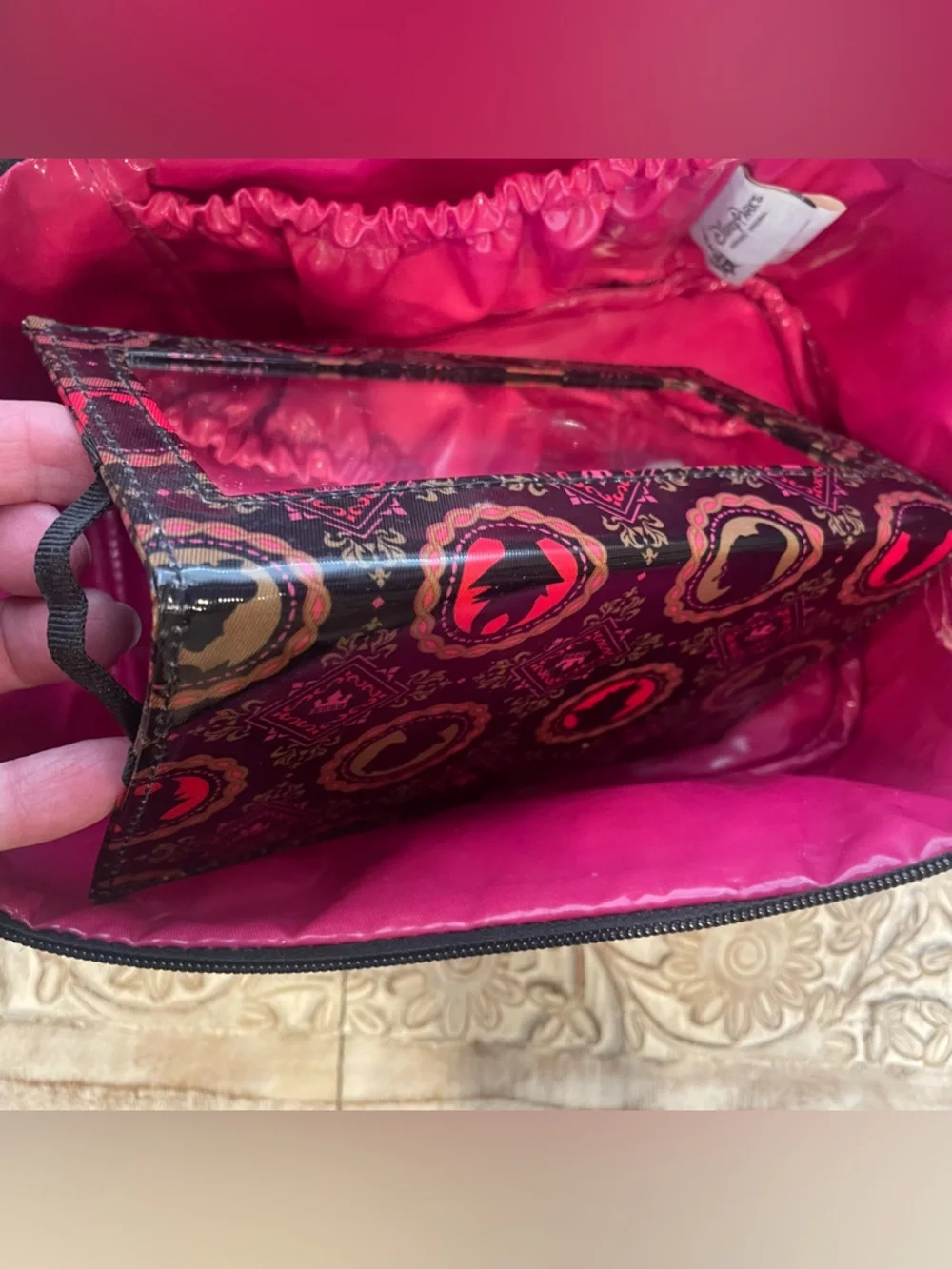 Disney Beautifully Disney black vinyl villains and princesses cosmetics case
